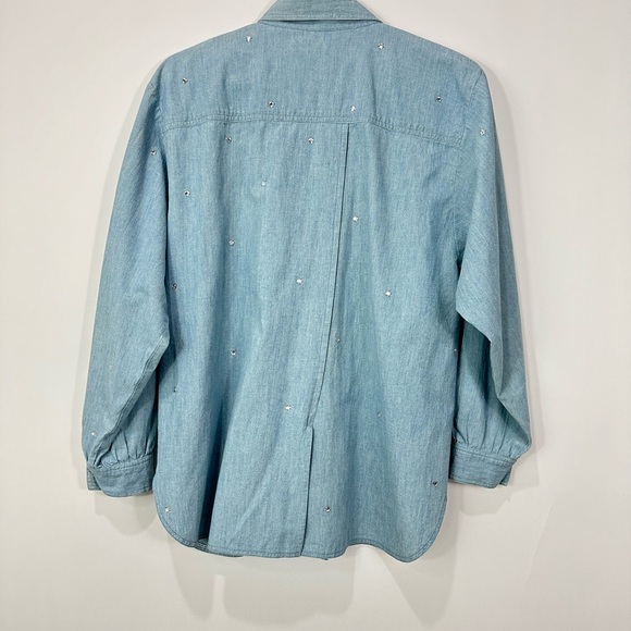 Vintage 80's  Fini Lignarolo Denim and Rhinestone Button Down - Picture 3 of 8